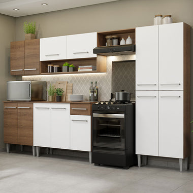 Cocina Integral 293 cm Marrón/Blanco Emilly Madesa