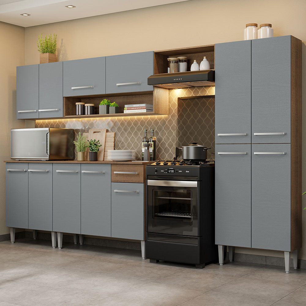 Cocina Integral 293cm Marrón/Gris Emilly 01