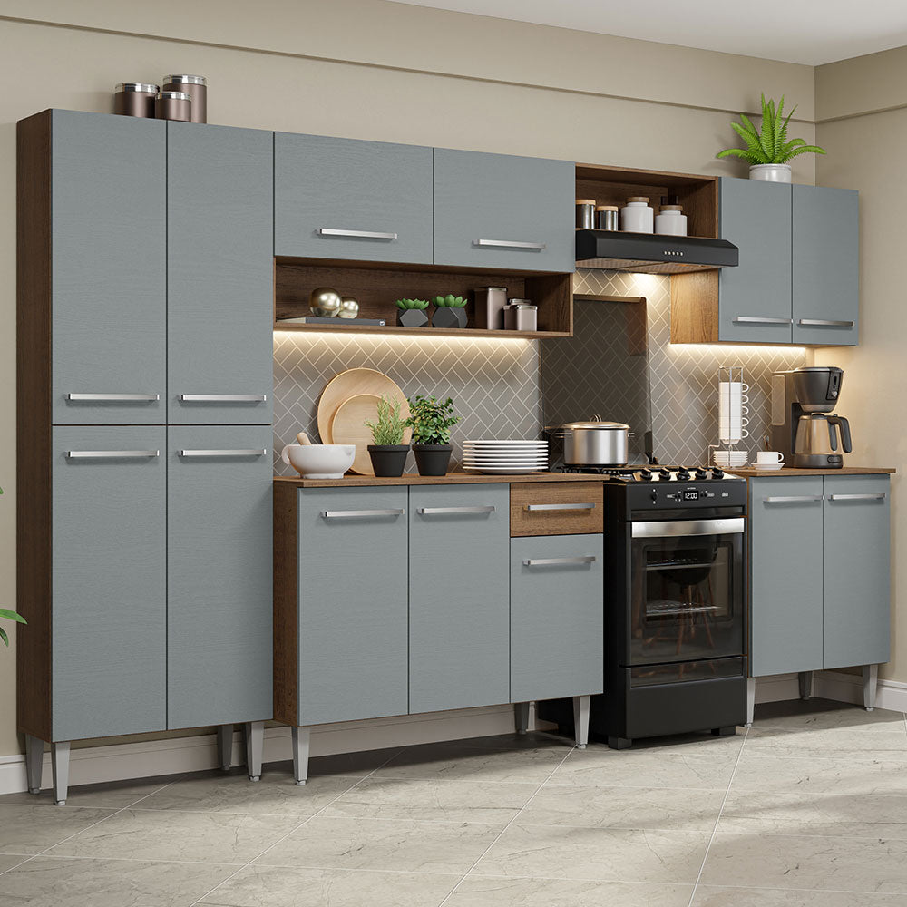 Cocina Integral 293cm Marrón/Gris Emilly 02
