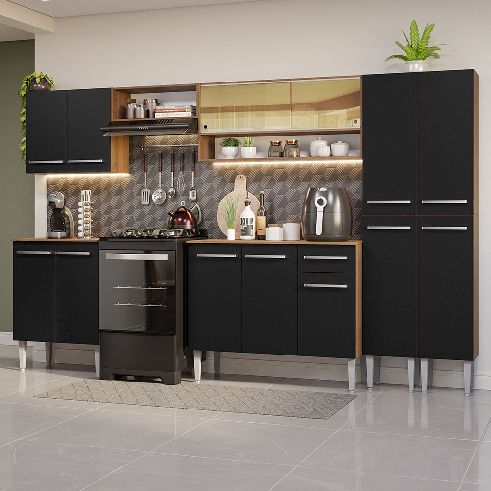 Cocina Integral 293cm Marrón/Negro Emilly 03