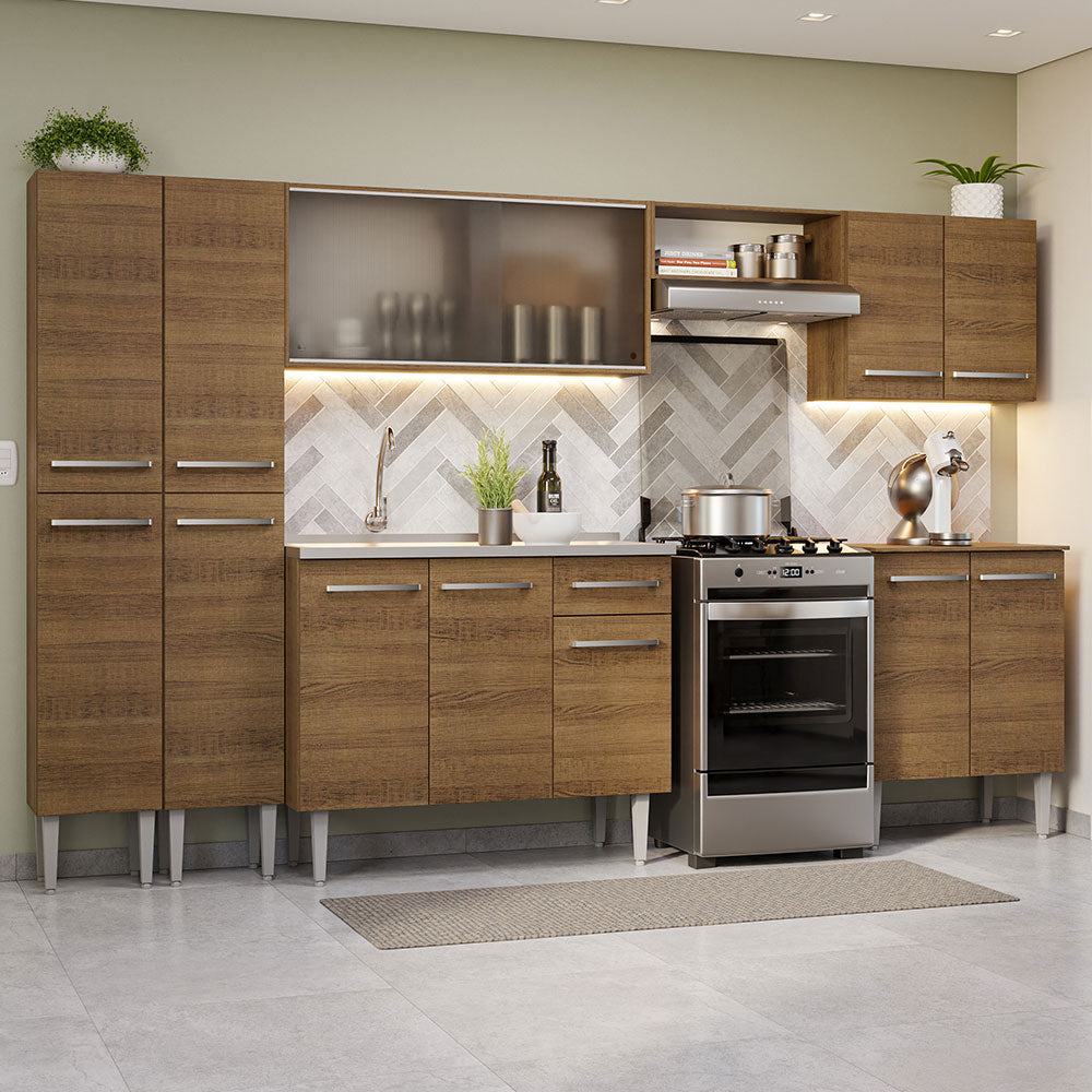 Cocina Integral 293cm con Fregadero Marrón Emilly 06