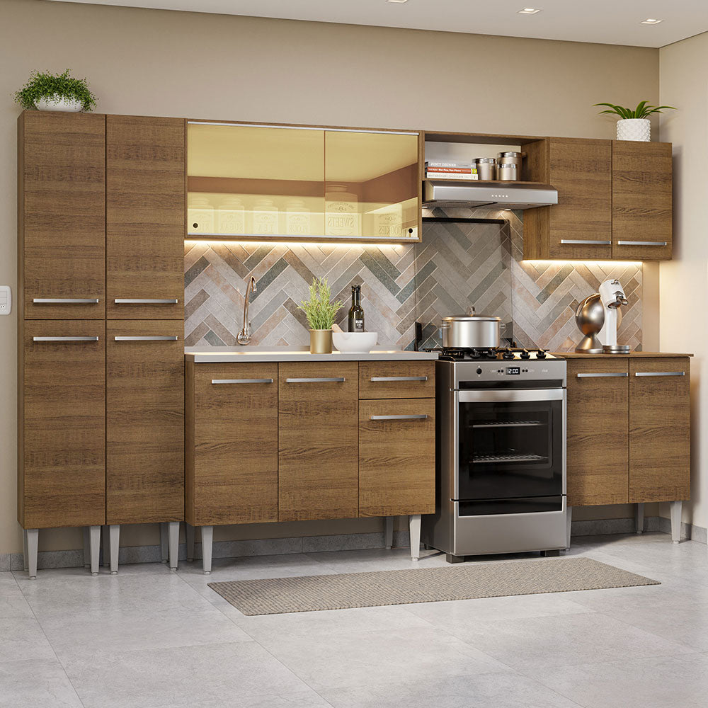 Cocina Integral 293cm con Fregadero Marrón Emilly 07