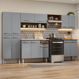 Cocina Integral 293cm con Fregadero Marrón/Gris Emilly 08