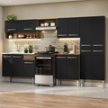 Cocina Integral 293 cm Con Fregadero Marrón/Negro Emilly Madesa