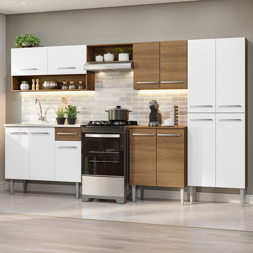 Cocina Integral 293cm con Fregadero Marrón/Blanco Emilly 09