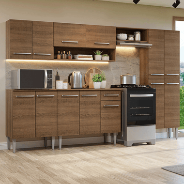Cocina Integral 293 cm Marrón Emilly Madesa