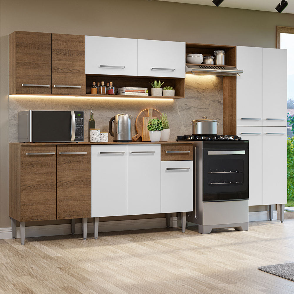 Cocina Integral 293cm Emilly Marrón/Blanco 10