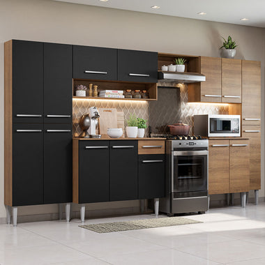 Cocina Integral 325 cm Marrón/Negro Emilly Madesa