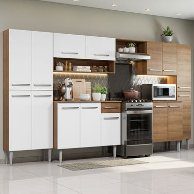 Cocina Integral 325 cm Marrón/Blanco Emilly Madesa