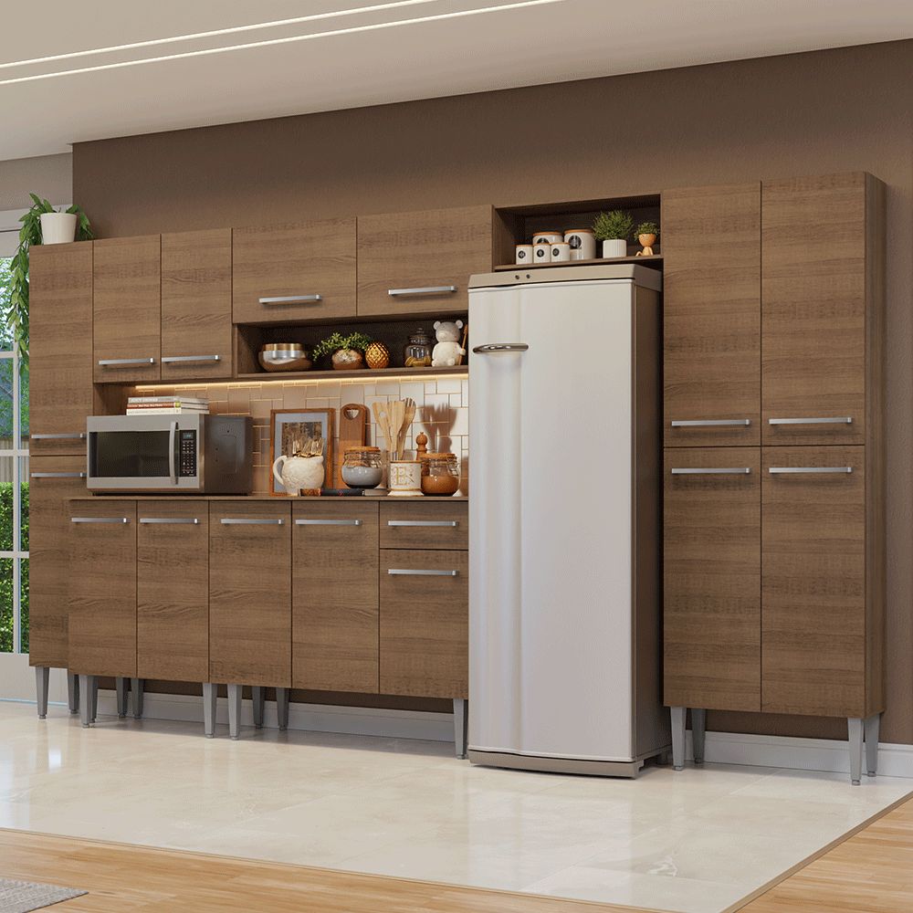 Cocina Integral 325 cm Marrón Emilly Madesa