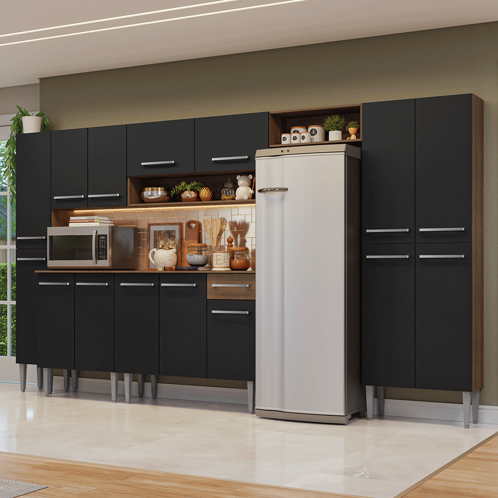 Cocina Compacta 325 cm Emilly Marrón/Negro 07