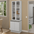 Kit Gabinete Bajo 2 Puertas y Vitrina 70 cm Blanco Glamy Madesa