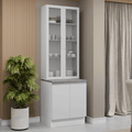 Kit Gabinete Bajo 2 Puertas y Vitrina 70 cm Blanco Glamy Madesa