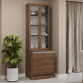 Kit Gabinete Bajo 2 Puertas y Vitrina 70 cm Marrón Glamy Madesa
