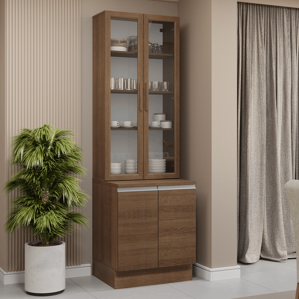 Kit Gabinete + Vitrina 70 cm Marrón Glamy 02