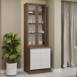 Kit Gabinete + Vitrina 70 cm Marrón/Blanco Glamy 02