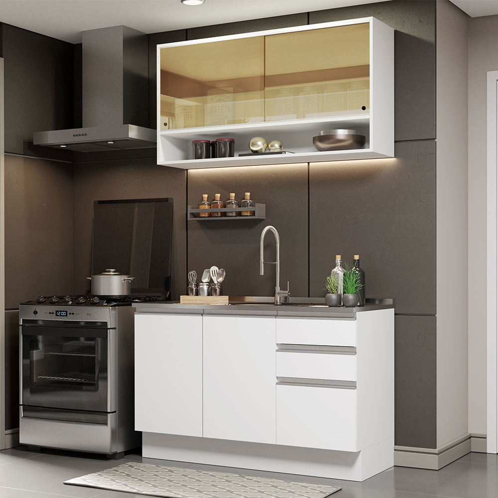 Cocina Compacta 120cm sin Fregadero Blanco Glamy 02