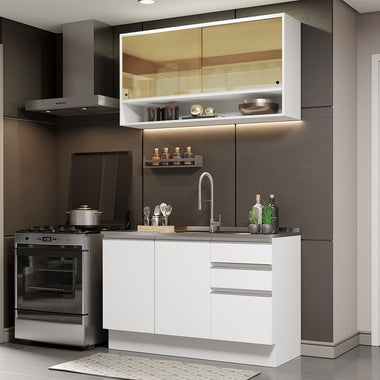 Cocina Compacta 120 cm Blanco Glamy Madesa