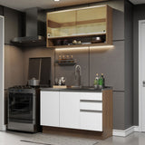 Cocina Compacta 120cm Blanco/Marrón Glamy 02