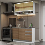 Cocina Compacta 120cm sin Fregadero Marrón/Blanco Glamy 02