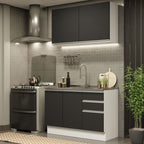 Cocina Compacta 120 cm Blanco/Negro Glamy Madesa