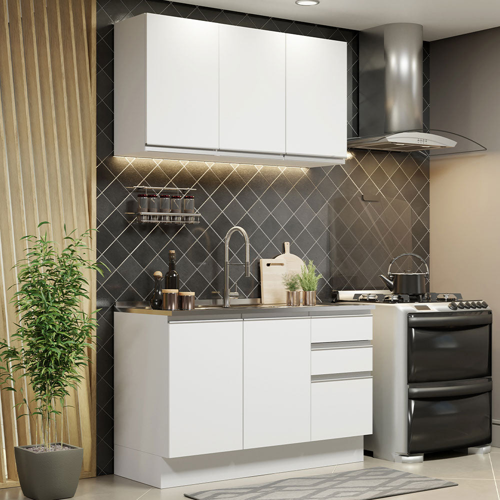 Cocina Compacta 120cm con Fregadero Blanco Glamy 04