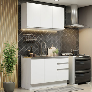 Cocina Compacta 120 cm Con Fregadero Blanco Glamy Madesa