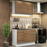 Cocina Compacta 120cm con Fregadero Blanco/Marrón Glamy 04