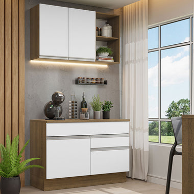 Cocina Compacta 120 cm Marrón/Blanco Glamy Madesa