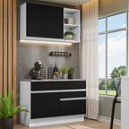 Cocina Compacta 120 cm Blanco/Negro Glamy Madesa