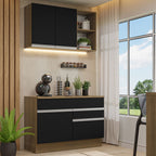 Cocina Compacta 120 cm Marrón/Negro Glamy Madesa