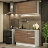 Cocina Compacta 120cm con Fregadero Blanco/Marrón Glamy 09