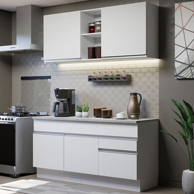 Cocina Compacta 150 cm Blanco Glamy Madesa