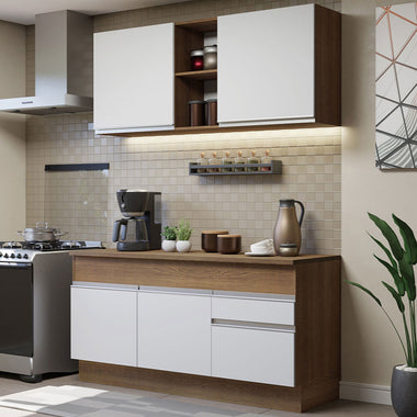 Cocina Compacta 150 cm Marrón/Blanco Glamy Madesa