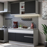 Cocina Integral 150cm con Encimera Glamy Blanco/Negro 01