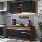 Cocina Compacta 150 cm Marrón/Negro Glamy Madesa