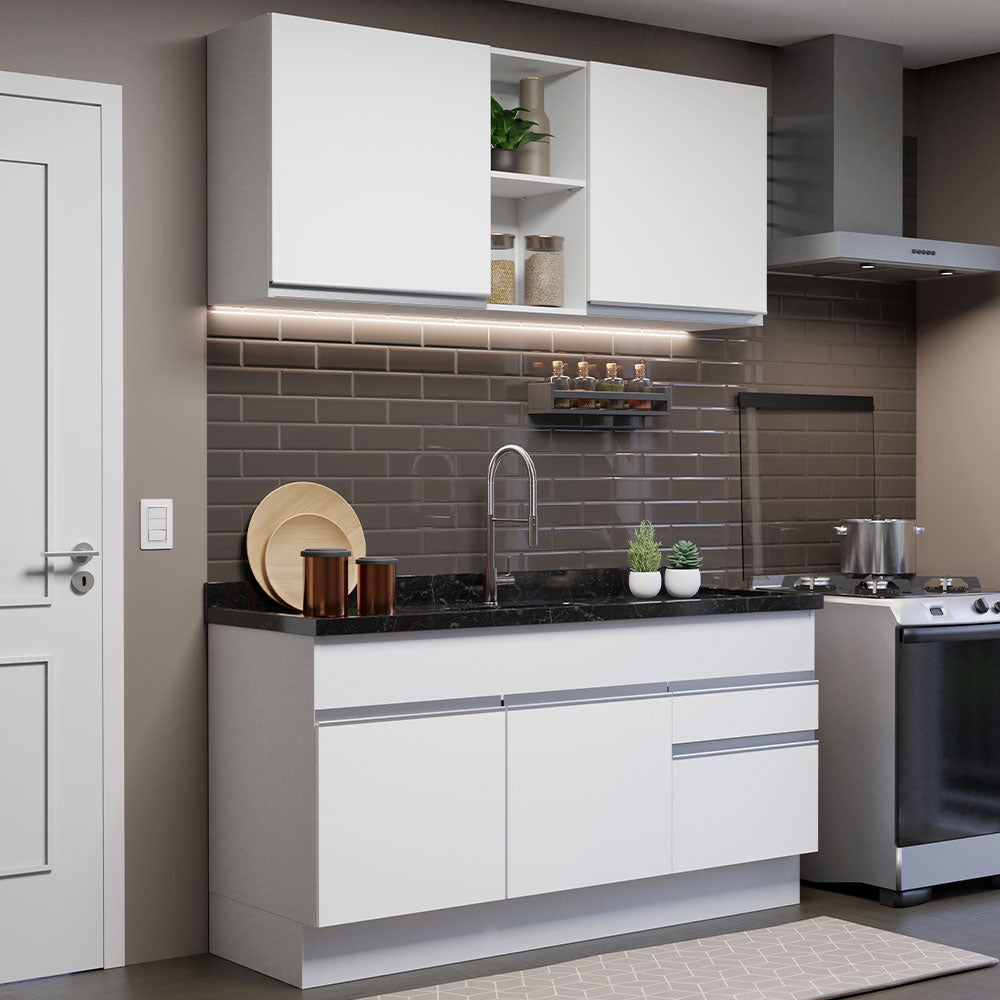 Cocina Compacta 150cm Blanco Glamy 02