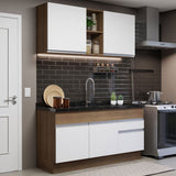 Cocina Compacta 150cm Marrón/Blanco Glamy 02