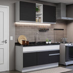 Cocina Compacta 150 cm Blanco/Negro Glamy Madesa