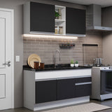 Cocina Compacta 150cm Glamy Blanco/Negro 02