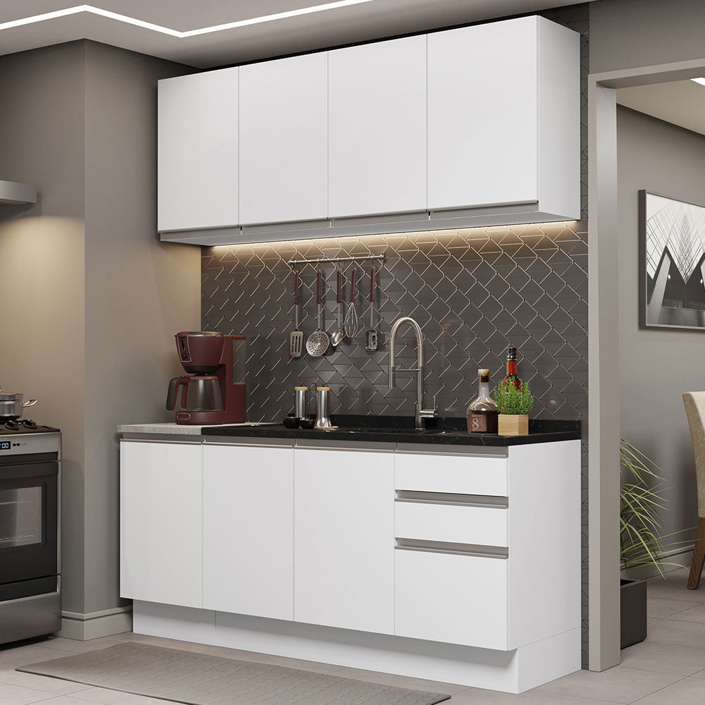 Cocina Compacta 160cm sin Fregadero Blanco Glamy 01