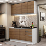 Cocina Compacta 160cm Blanco/Marrón Glamy 01