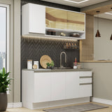 Cocina Compacta 160cm sin Fregadero Blanco Glamy 02