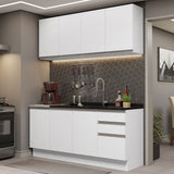 Cocina Compacta 160cm con Fregadero Blanco Glamy 03