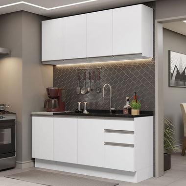 Cocina Compacta 160 cm Con Fregadero Blanco Glamy Madesa
