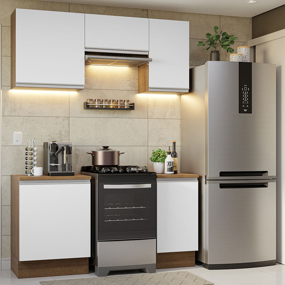 Cocina Compacta 160 cm Marrón/Blanco Glamy Madesa