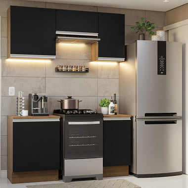 Cocina Compacta 160 cm Marrón/Negro Glamy Madesa