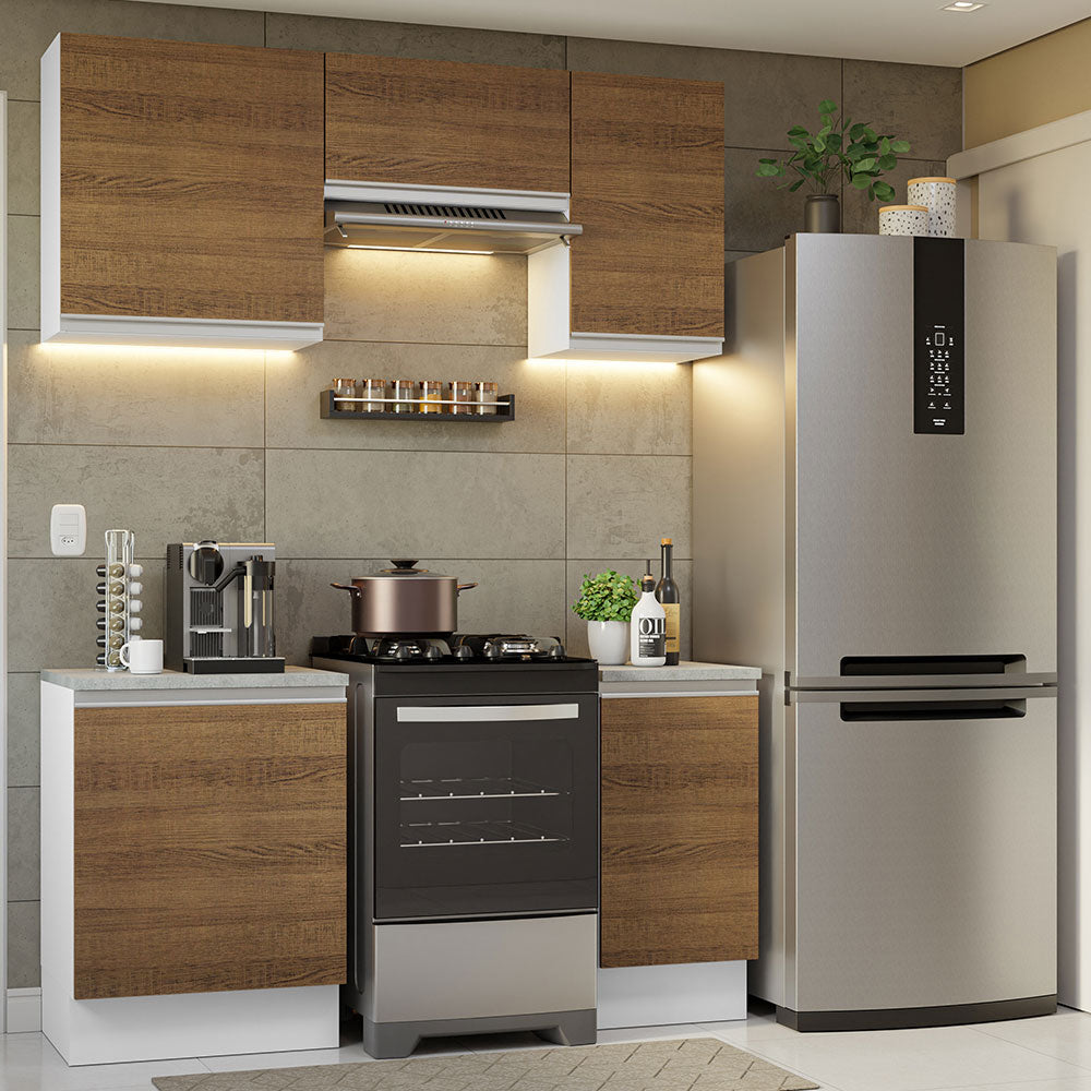 Cocina Compacta 160cm Blanco/Marrón Glamy 07
