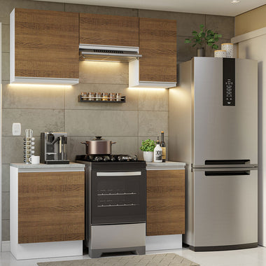 Cocina Compacta 160 cm Blanco/Marrón Glamy Madesa