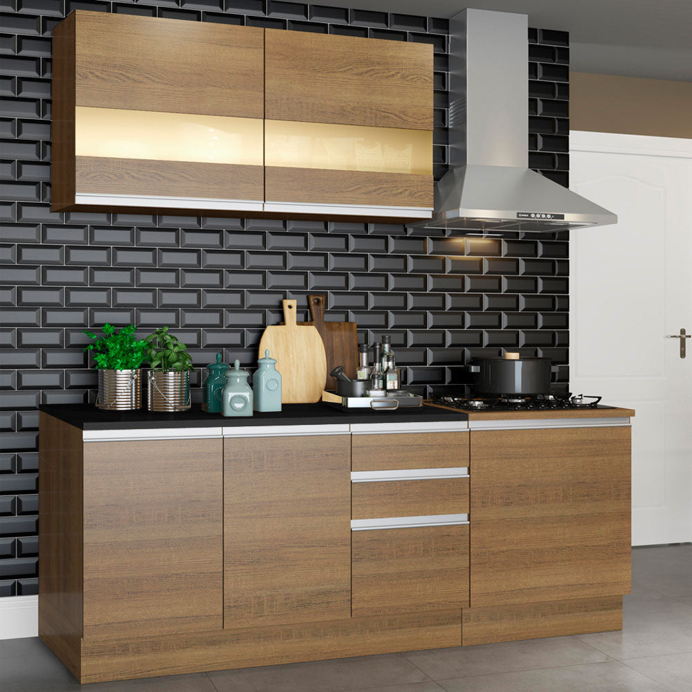 Cocina Compacta 180cm Marrón Glamy 02